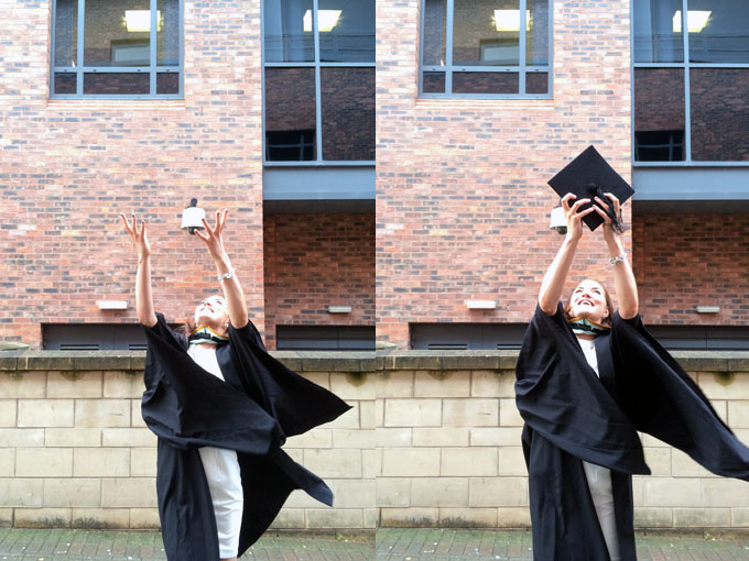 Catching the hat at graduation in York