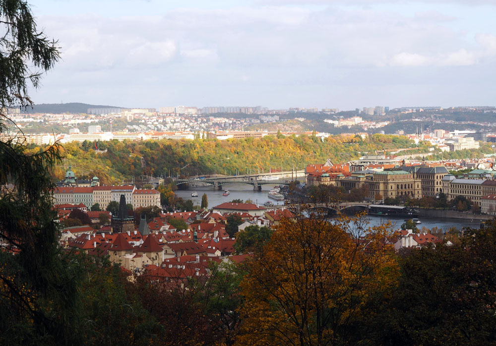 Prague city view petrin hill