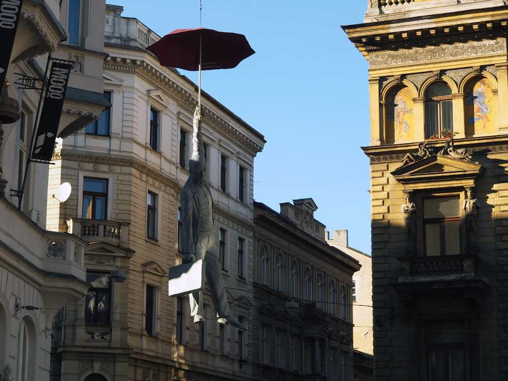 Prague art man umbrella